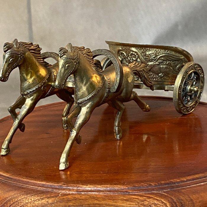 Miniatuur beeldje - Biga romana - Messing, Antiek en Kunst, Curiosa en Brocante