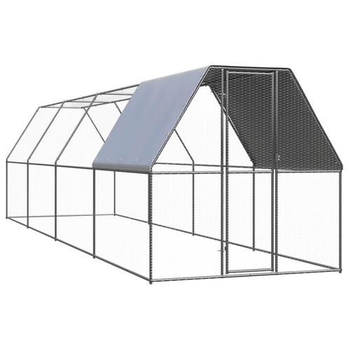 vidaXL Kippenhok 2x8x2 m gegalvaniseerd staal, Dieren en Toebehoren, Knaagdieren en Konijnen | Hokken en Kooien, Nieuw, Verzenden