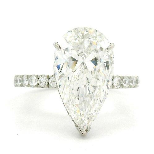 Zonder Minimumprijs - Ring Platina -  4.58ct. tw. Diamant, Handtassen en Accessoires, Ringen