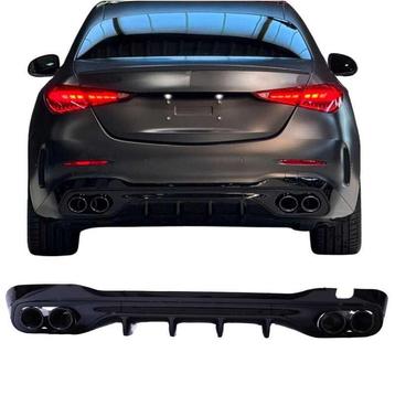 Diffuser voor mercedes w206 zwart met ronde uitlaatsierstukk