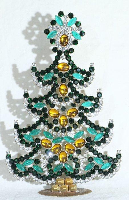 Kerstbeeldje - Verguld messing - Cristalli Swarovki, Antiquités & Art, Curiosités & Brocante