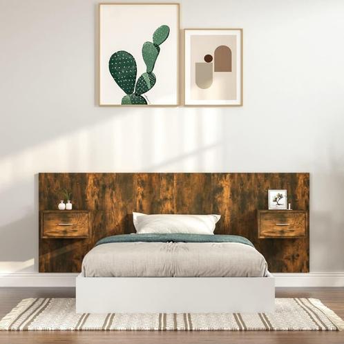 vidaXL Hoofdbord met kastjes bewerkt hout gerookt, Huis en Inrichting, Slaapkamer | Bedden, Nieuw, Verzenden