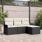 vidaXL Tuinbank Set met kussen met opslag 4 pcs Zwart Poly, Tuin en Terras, Tuinsets en Loungesets, Verzenden, Nieuw