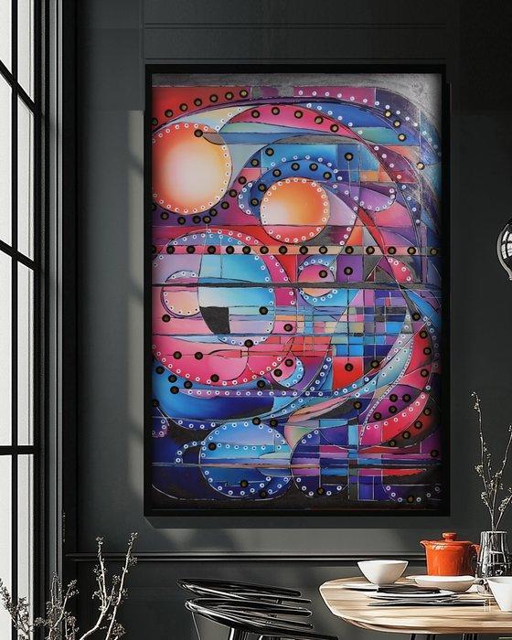 Ksavera - Cubism A1400 - abstract painting on XXL canvas, Antiek en Kunst, Kunst | Schilderijen | Modern