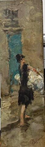 Salvatore Balsamo (1894-1922) - Fanciulla in Cortile, Antiek en Kunst