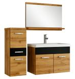Badkamermeubel Set Alba 60 x 35 cm Eiken Mat Zwart Badmeubel, Verzenden, Nieuw
