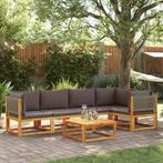 vidaXL 6-delige tuinbankset met kussens acaciahout & rotan, Verzenden, Nieuw