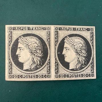 Frankrijk 1849 - 20 cent Ceres in paar met goede marges en