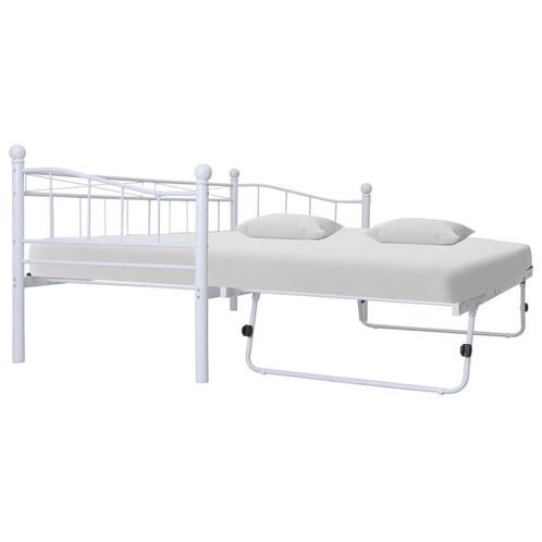 vidaXL Bedframe staal wit 180x200/90x200 cm, Huis en Inrichting, Slaapkamer | Bedden, Nieuw, Verzenden