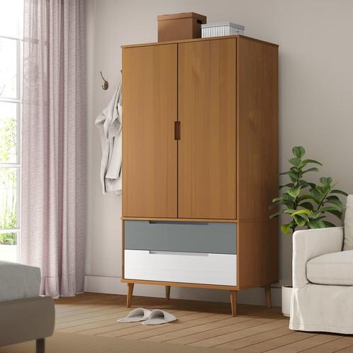 vidaXL Kledingkast MOLDE 90x55x175 cm massief grenenhout, Huis en Inrichting, Kasten | Kleerkasten, Nieuw, Verzenden