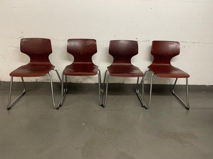 Flototto - Stapelbare stoel (4) - schelpstoel - Hout,, Antiek en Kunst, Antiek | Meubels | Stoelen en Sofa's