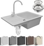 Aquamarin® Spoelbak - graniet, set, afvoergarnituur, kraan,, Huis en Inrichting, Verzenden, Nieuw