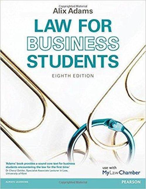 Law For Business Students 9781292003962 Alix Adams, Boeken, Taal | Engels, Zo goed als nieuw, Verzenden