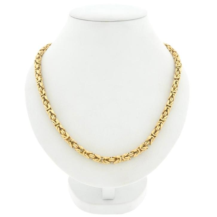 Gouden vierkante koningsschakel ketting; 62 cm | Midas, Handtassen en Accessoires, Kettingen, Overige kleuren, Gebruikt, Goud