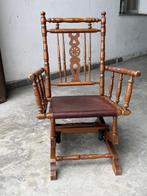 Schommelstoel - Hout, Leder, Plastic - schommelstoel, Antiek en Kunst