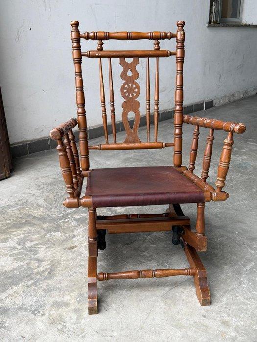 Schommelstoel - Hout, Leder, Plastic - schommelstoel, Antiek en Kunst, Kunst | Designobjecten