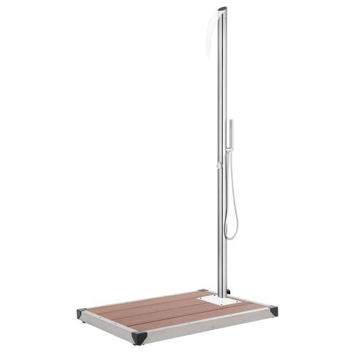 vidaXL Buitendouche met bruine basis 225 cm roestvrij staal, Tuin en Terras, Zwembaden, Nieuw, Verzenden