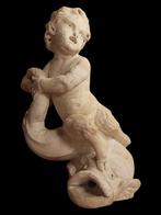 Sculpture, Satyrknabe auf Delphin - Florenz - 82 cm - Marbre