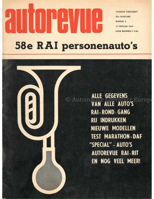1969 AUTO REVUE MAGAZINE 04 NEDERLANDS, Livres, Autos | Brochures & Magazines