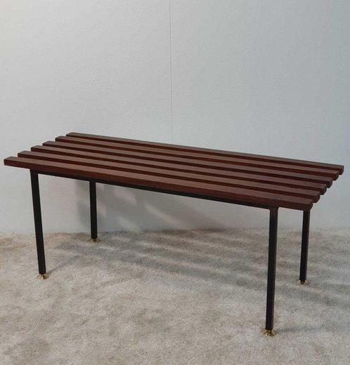 Bank - Metaal, Teak, zwarte metaal, koperen voeten -, Antiek en Kunst, Kunst | Designobjecten