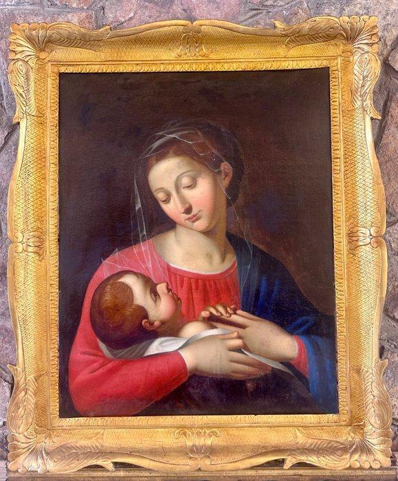 Italiaanse school (XIX) - Madonna con Bambino, Antiek en Kunst, Kunst | Schilderijen | Klassiek