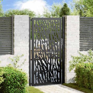 vidaXL Poort met sporenontwerp 105x180 cm staal zwart, Tuin en Terras, Tuinpoorten, Verzenden, Nieuw