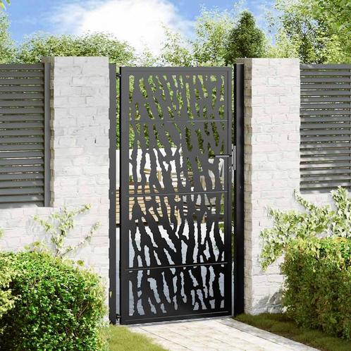 vidaXL Poort met sporenontwerp 105x180 cm staal zwart, Tuin en Terras, Tuinpoorten, Nieuw, Verzenden