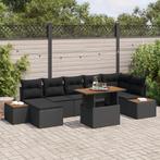 vidaXL 8-delige eetset voor in de tuin met kussens in zwart, Tuin en Terras, Verzenden, Nieuw