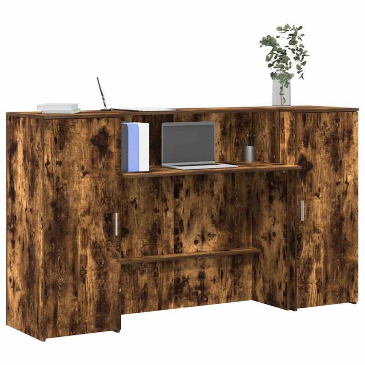 vidaXL Receptiebalie 180x50x103,5 cm bewerkt hout gerookt, Maison & Meubles, Bureaux, Envoi
