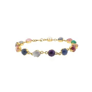 18 Krt. armband met mix van edelstenen | 17 cm beschikbaar voor biedingen