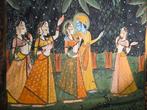 Paire de Pichwai indiens : Krishna et les Gopi dans le, Antiquités & Art