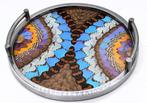Plateau - Ailes de papillon, verre, laiton, bois - plateau