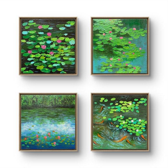 Amita Dand (XX) - Miniature water lilies pond, Antiek en Kunst, Kunst | Schilderijen | Modern