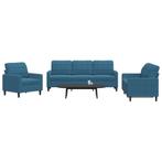 vidaXL 3-delige Loungeset met kussens fluweel blauw, Huis en Inrichting, Zetels | Zetels, Verzenden, Nieuw