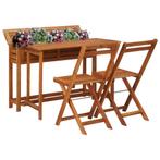 vidaXL Table à jardinière et 2 chaises de bistro bois, Neuf, Verzenden