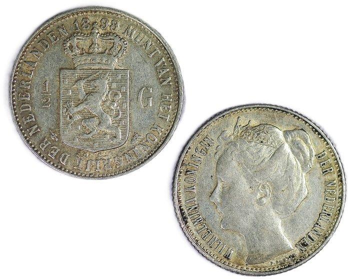 Nederland. Wilhelmina. 1/2 Gulden 1898 - 1906 (2) - Scare, Postzegels en Munten, Munten | Nederland