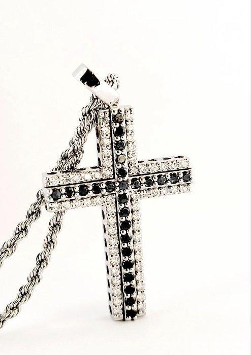 Ketting met hanger - 18 karaat Witgoud - 2.90ct. tw. Diamant, Handtassen en Accessoires, Antieke sieraden