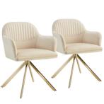tectake Lona fluwelen draaistoel met dikke vulling - creme/g, Huis en Inrichting, Stoelen, Verzenden, Nieuw