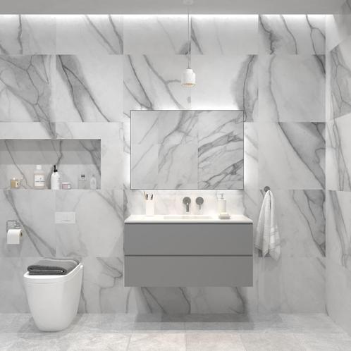 Badkamermeubelset Gliss Hermes 90 cm Beton Grijs, Doe-het-zelf en Bouw, Sanitair, Bad, Nieuw, Ophalen of Verzenden