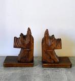 Handmade - Boekensteunen (2) - Dog bookholders ( glass eyes, Antiek en Kunst