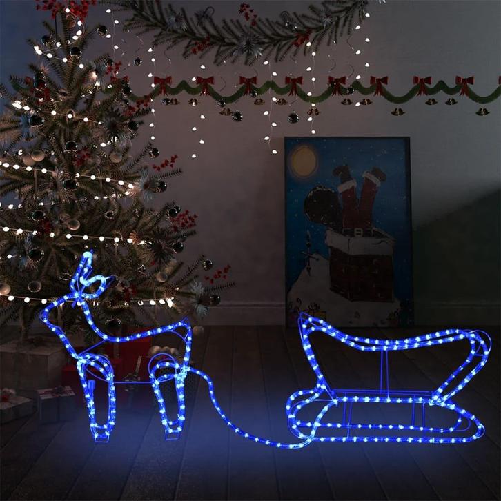 vidaXL Kerstdecoratie rendier en slee 252 LEDs, Divers, Noël, Envoi