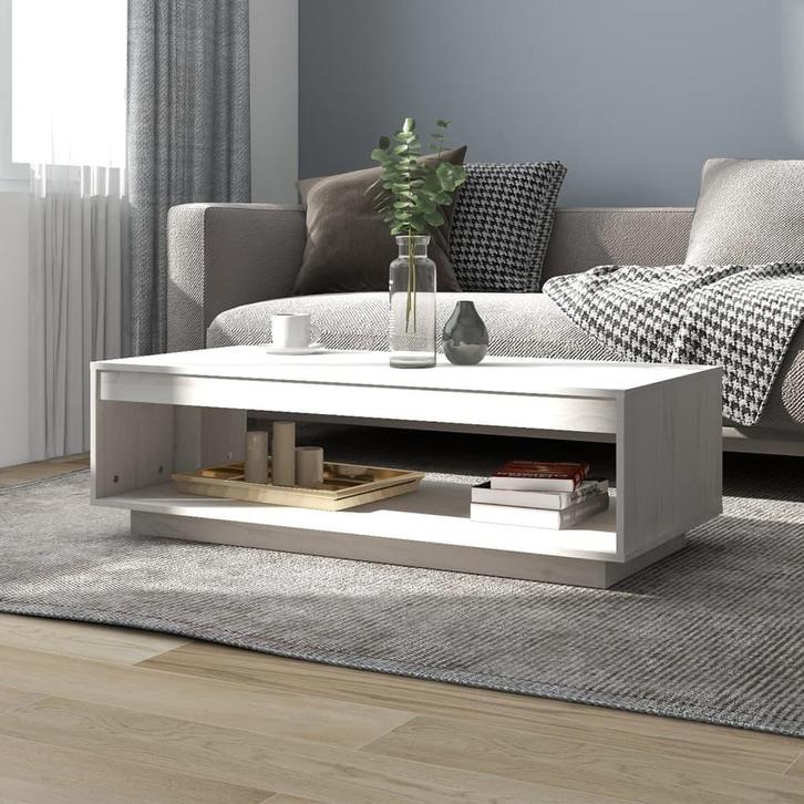 vidaXL Salontafel 110x50x33,5 cm massief grenenhout wit, Huis en Inrichting, Tafels | Salontafels, Nieuw, Verzenden