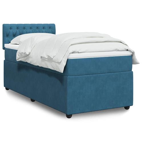 vidaXL Boxspring met matras fluweel blauw 80x200 cm, Huis en Inrichting, Slaapkamer | Bedden, Nieuw, Verzenden