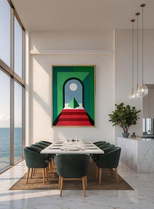 Nelson F. León - Templo Interior XL- (NO Reserve), Antiek en Kunst, Kunst | Schilderijen | Modern