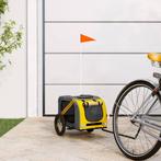 vidaXL Hondenfietstrailer oxford stof en ijzer geel en grijs, Dieren en Toebehoren, Verzenden, Nieuw