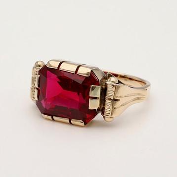 Bague - 14 carats Or jaune Rubis - Char