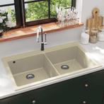 vidaXL Gootsteen dubbele bakken graniet beige, Verzenden, Nieuw