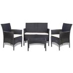 vidaXL 4-delige Loungeset met kussens poly rattan zwart, Tuin en Terras, Tuinsets en Loungesets, Verzenden, Nieuw, Loungeset