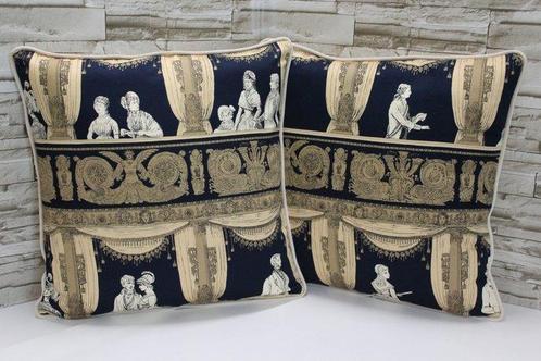Kussens met vintage stoffen Teatro blauw van Piero, Antiek en Kunst, Antiek | Meubels | Stoelen en Sofa's