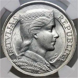 Letland. Republic. 5 Lati 1932 - NGC MS61, Postzegels en Munten, Munten | Europa | Niet-Euromunten